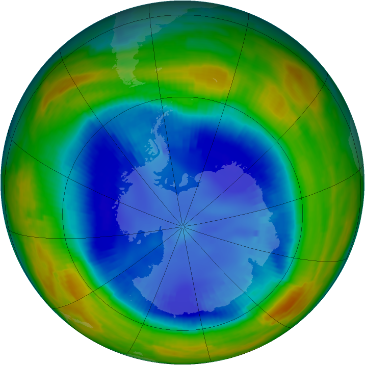 Antarctic ozone map for 22 August 1996